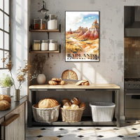 Badlands Watercolor Wall Art Poster