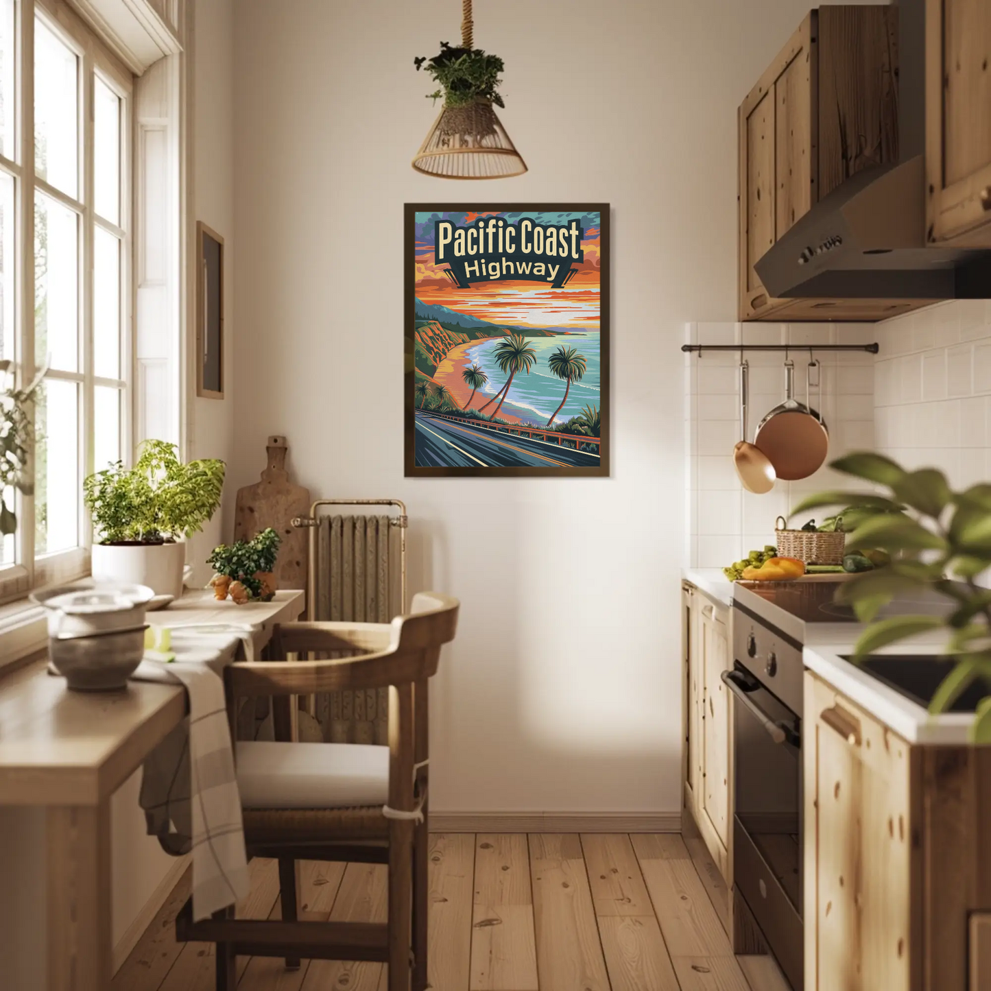 Pacific Coast Highway Vintage Poster - Beach Cliffs