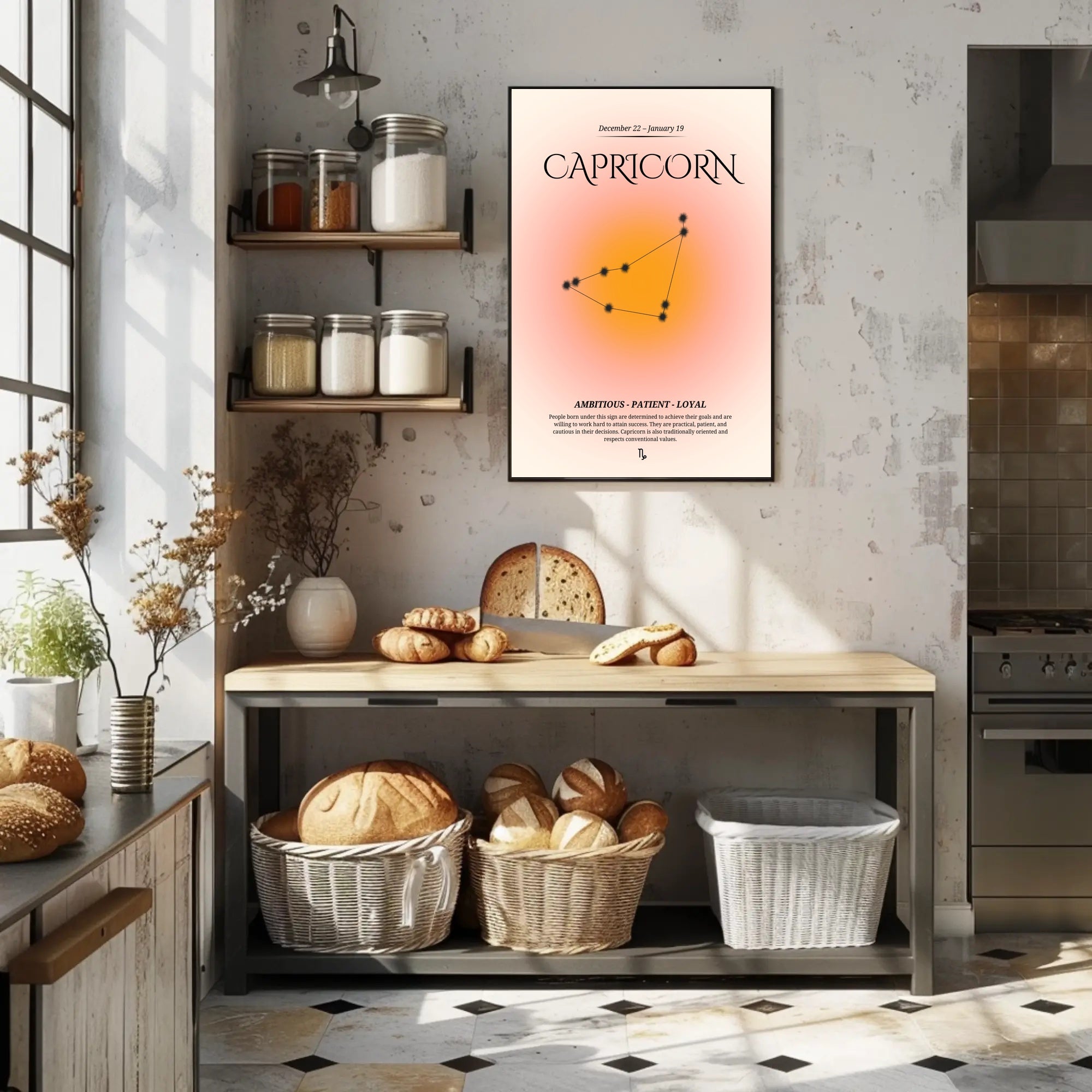 Capricorn Zodiac Constellation: Modern and Minimalistic Poster PosterGoat