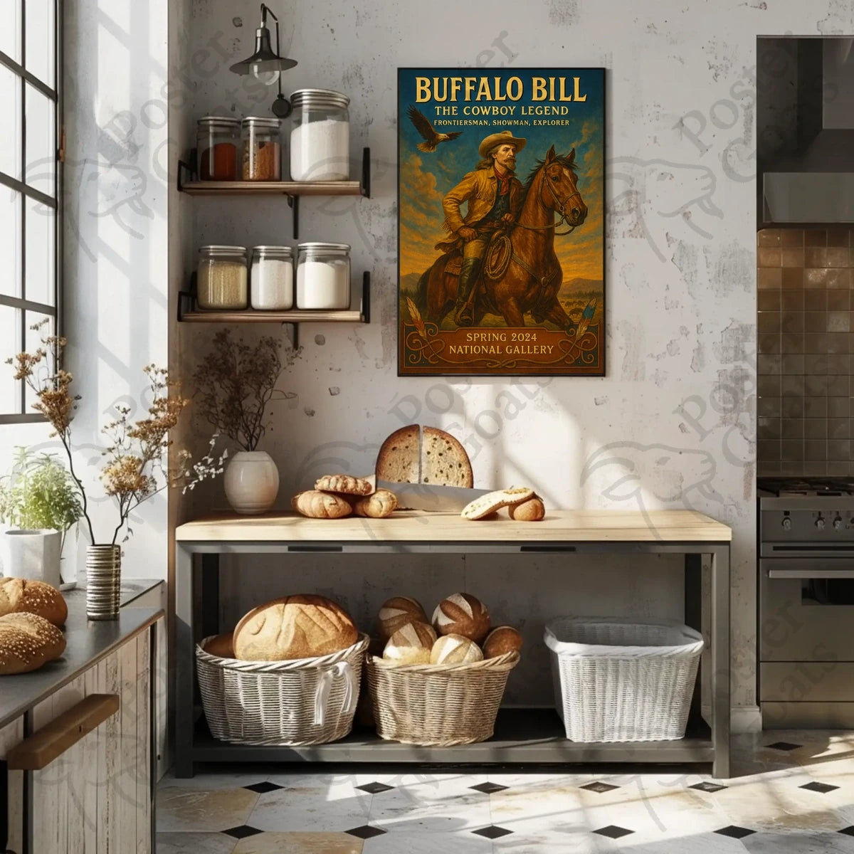 Buffalo Bill Frontier Adventure Poster Vintage Wall Art