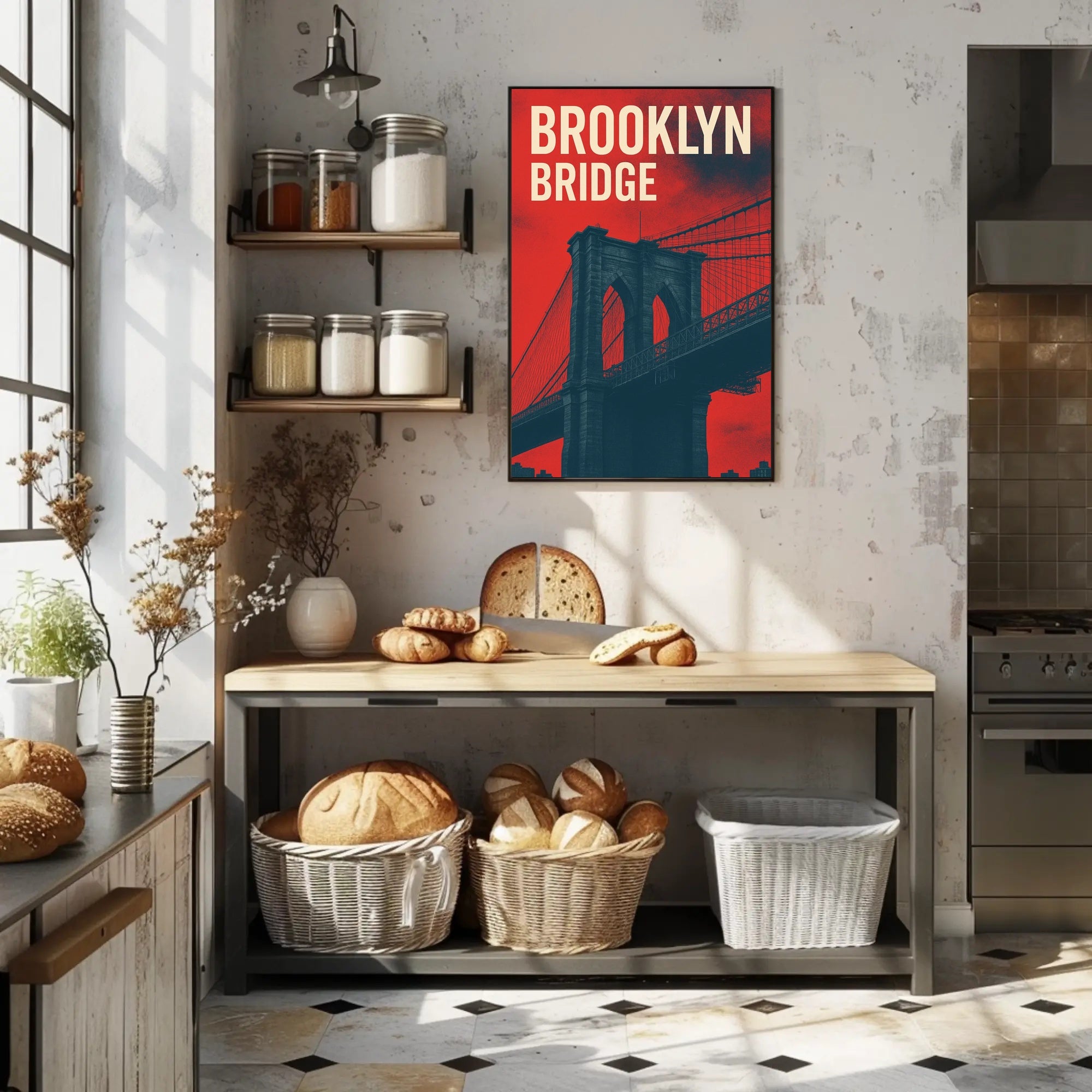 Brooklyn Bridge Urban Elegance: Modern Cityscape Poster