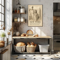 New York City Iconic Landmarks Poster Vintage Wall Art