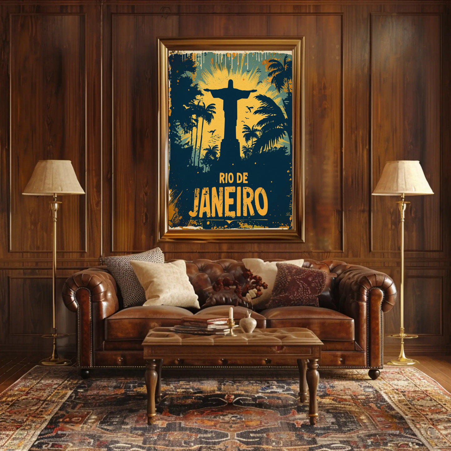 Rio De Janeiro Christ Statue Jungle Skyline Travel Poster