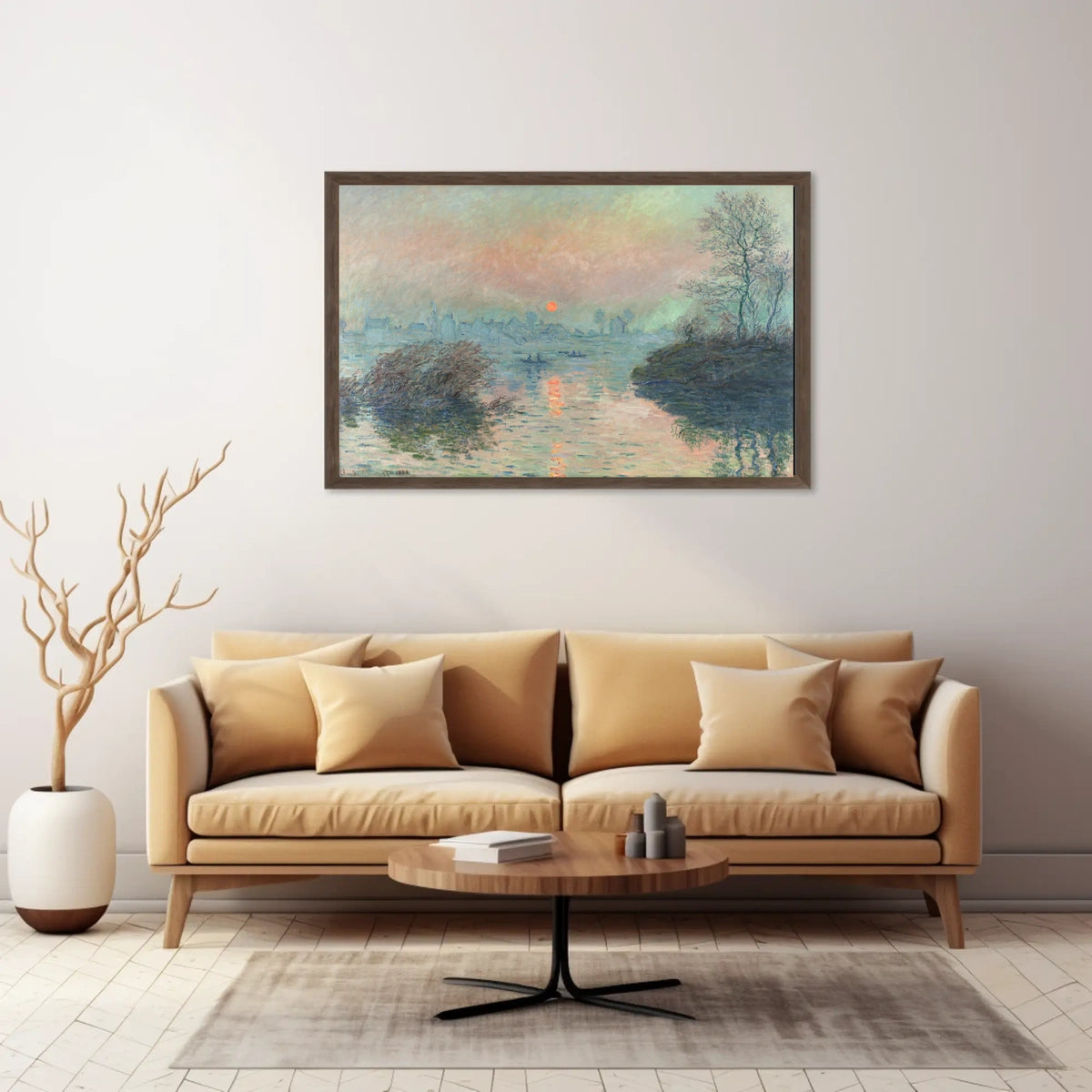 Serene European River Scene at Sunset Artistic Poster