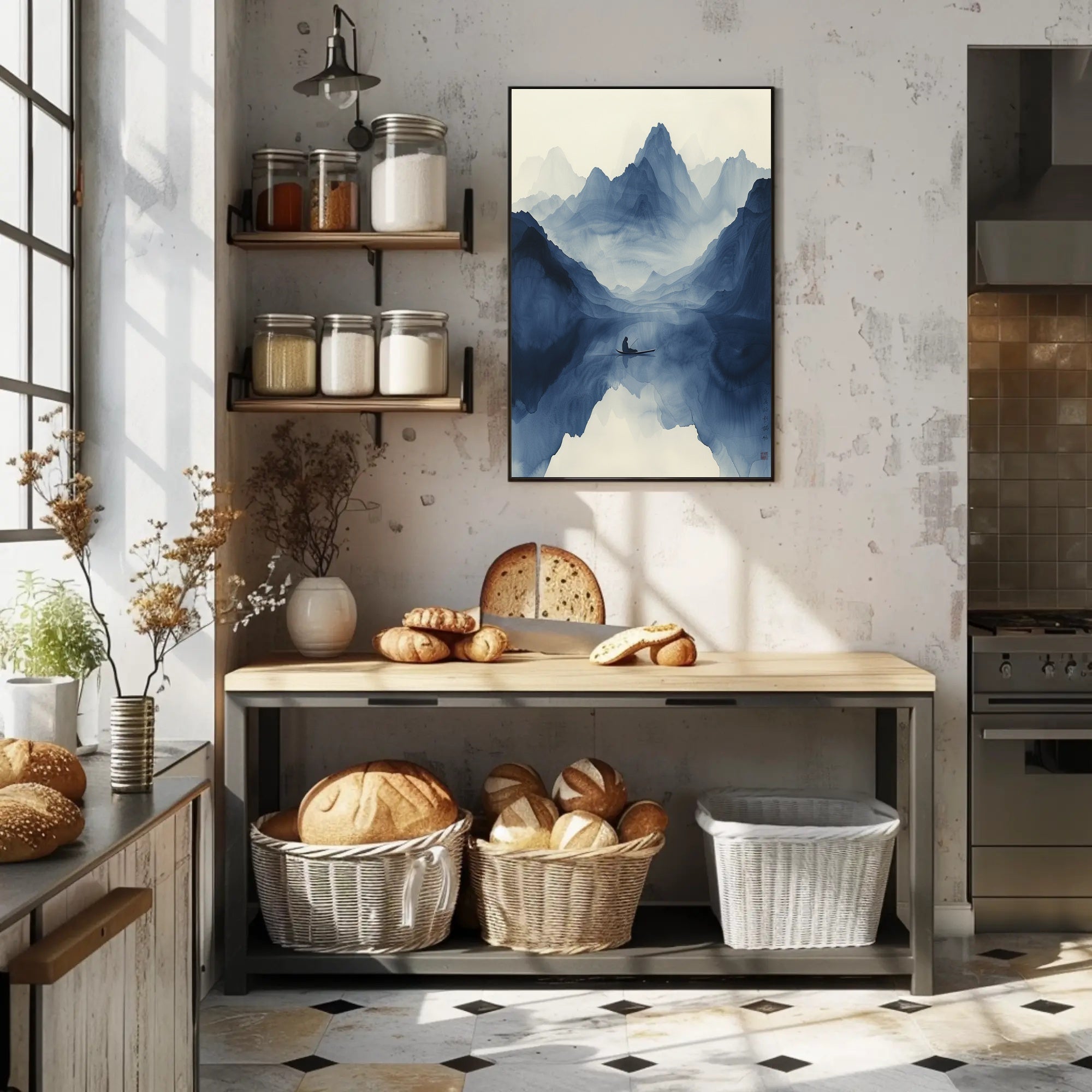 Tranquil Journey Through Misty Mountains Art Print Poster PosterGoat