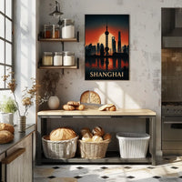 Shanghai Skyline at Sunset Poster