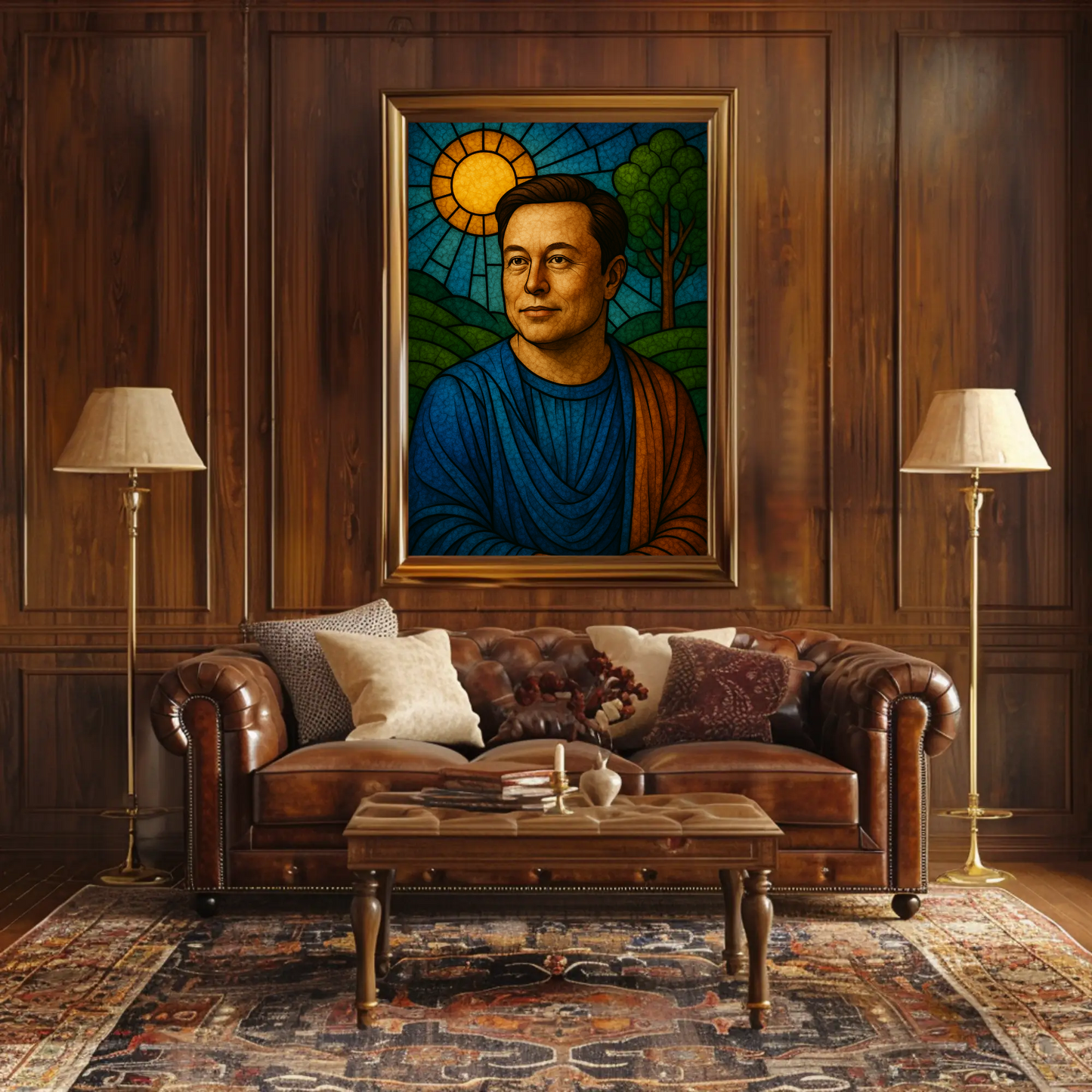 Elon Musk Modern Icon Stained Glass Poster