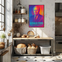 Gerald Ford 38th President of the United States Neon Gradient Overlay Poster