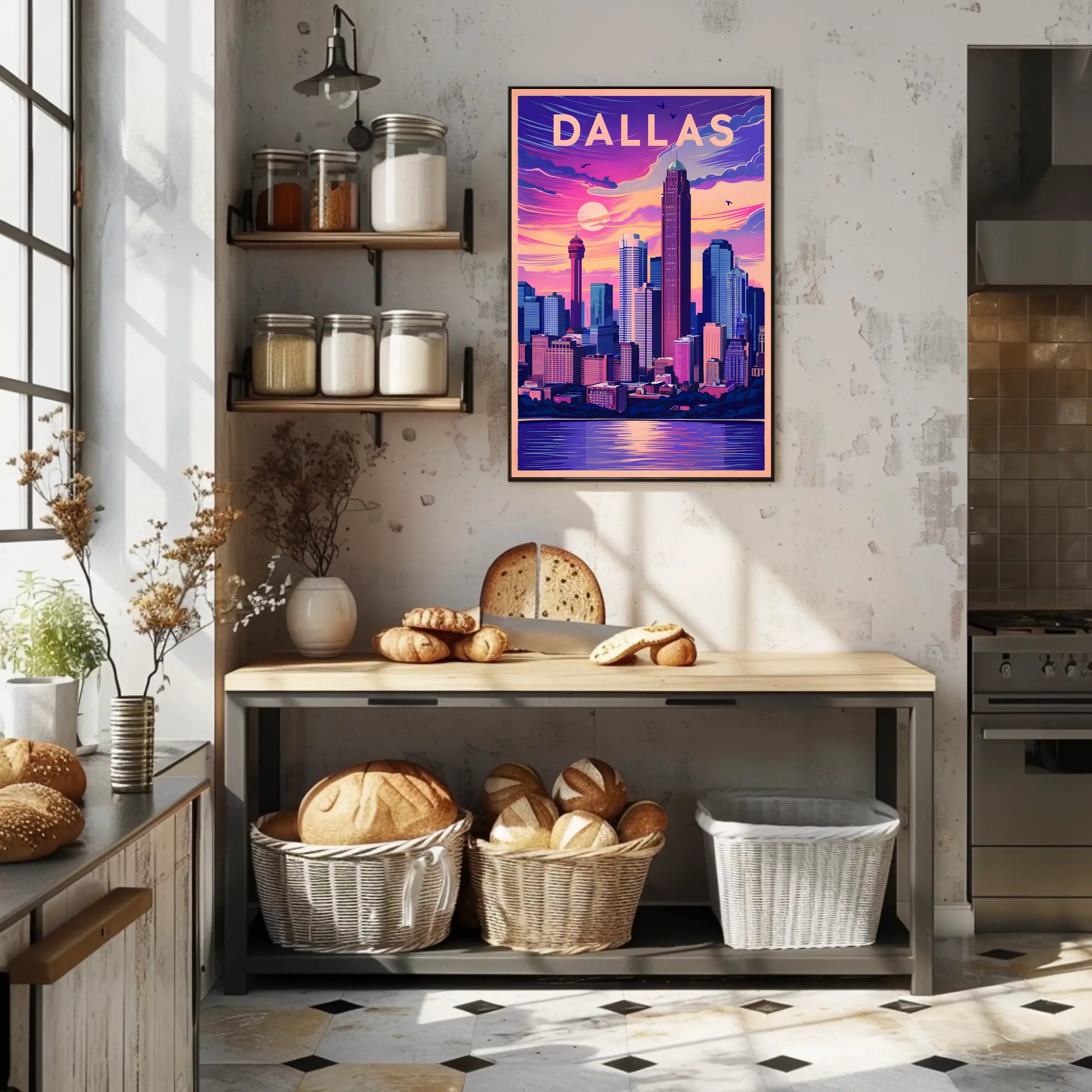 Dallas Skyline at Sunset Poster