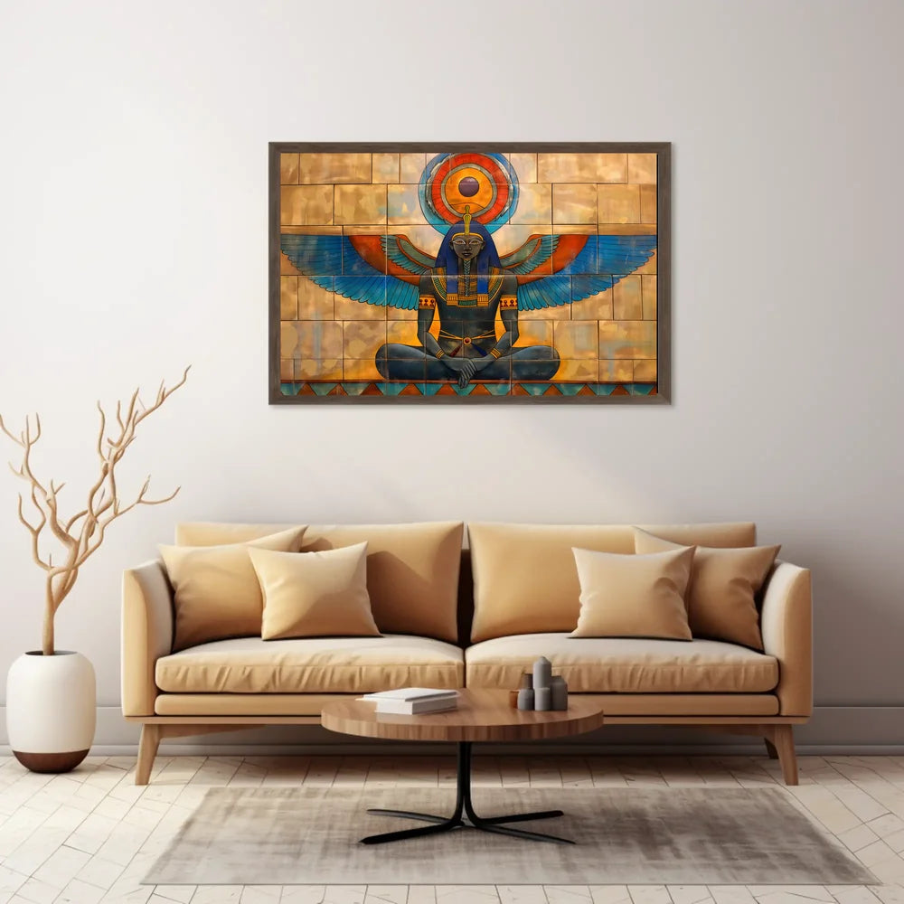 Ancient Egyptian Deity with Symbolic Wings Poster