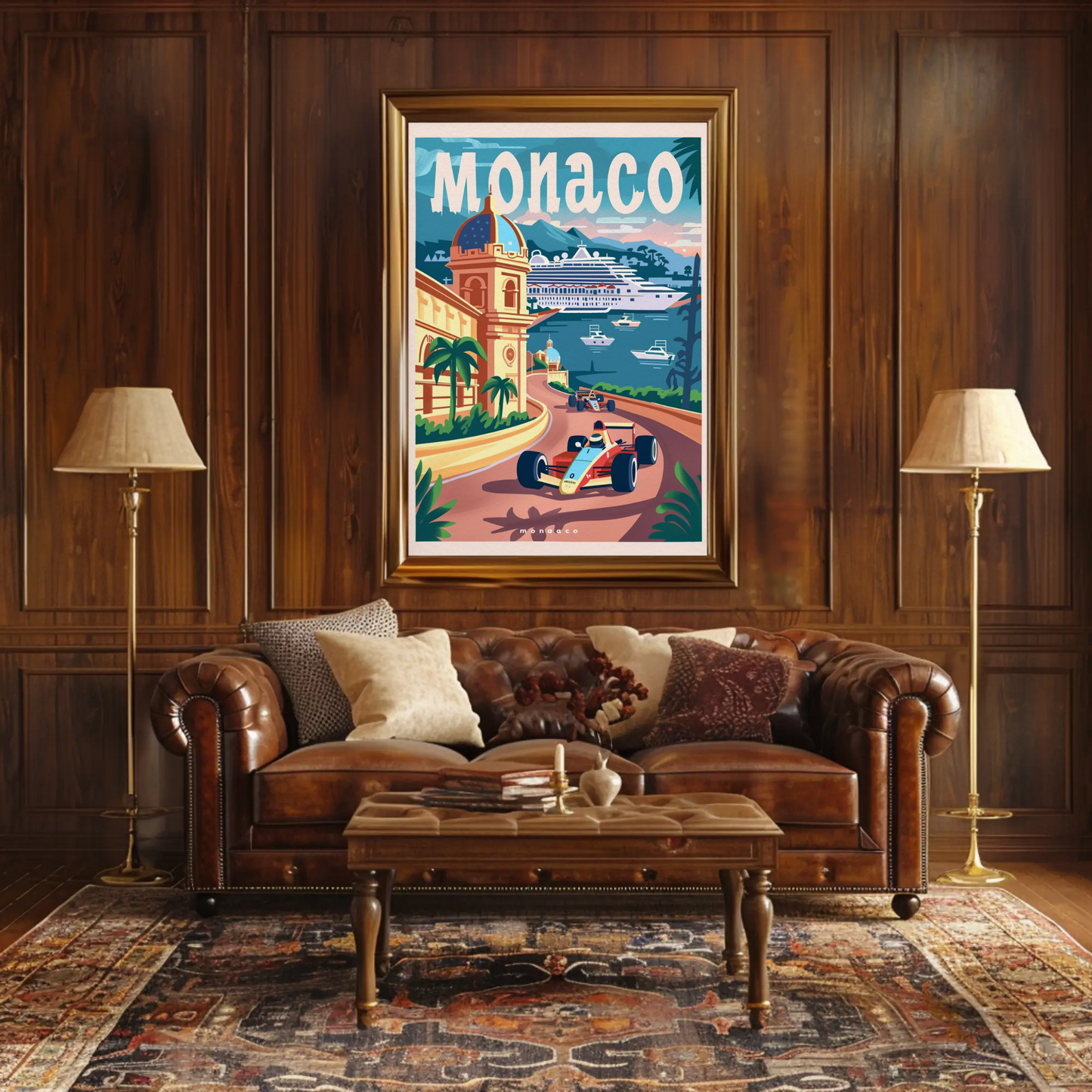 Monaco Grand Prix Coastline Drive Travel Poster