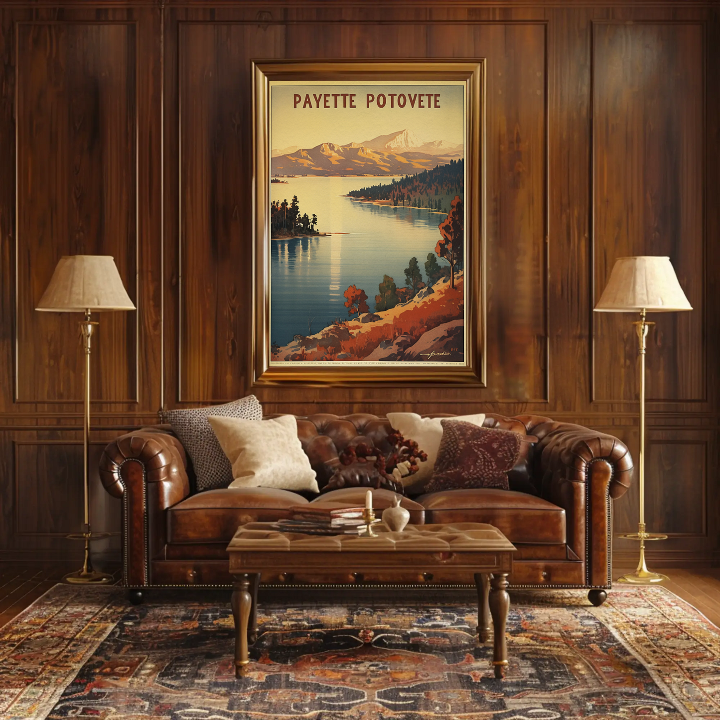 Payette Lake Idaho Scenic Mountain Water Travel Poster