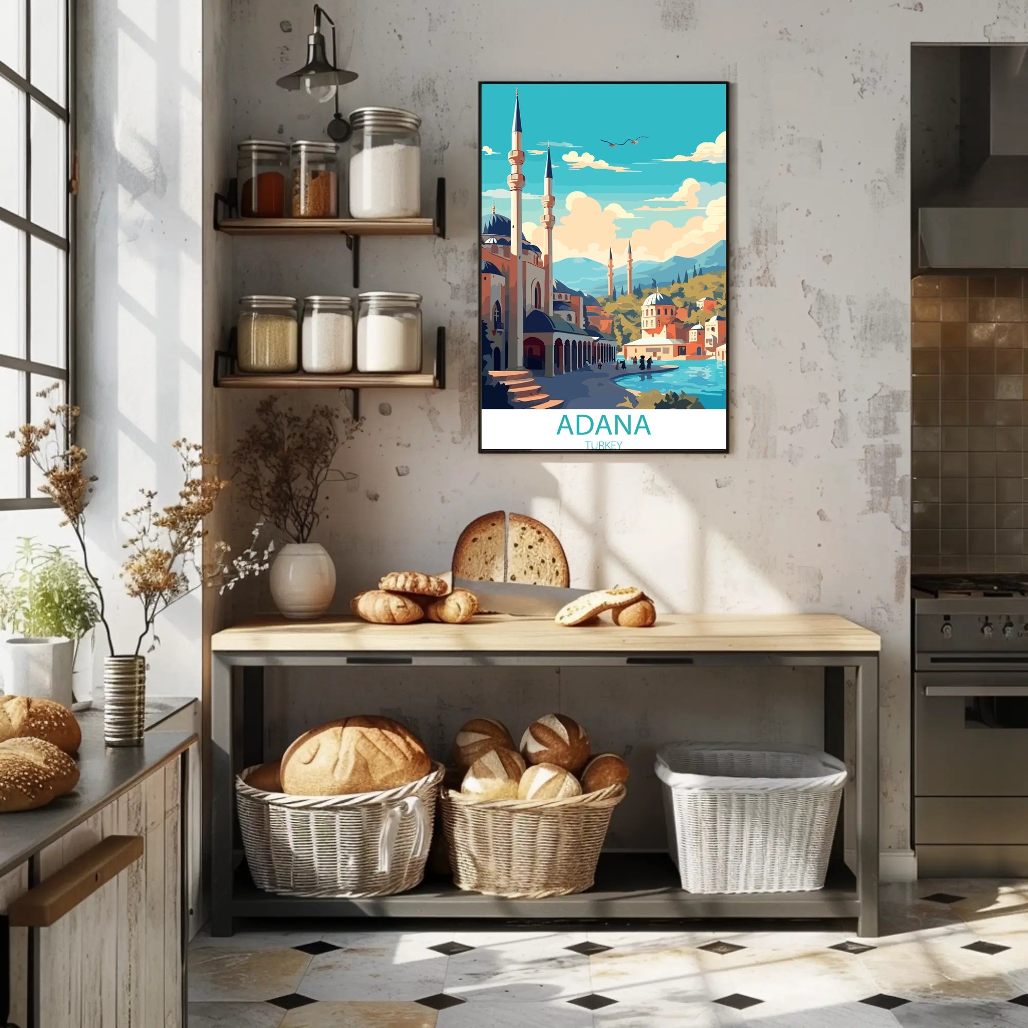 Vibrant Adana Cityscape Poster: A Modern Architectural Scene