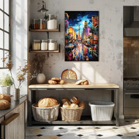 Vibrant Cityscape Nightlife Surreal Parisian Dream Artistic Poster