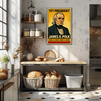 James K. Polk 11th President of the United States Inked Comic Style Poster