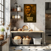 Barack Obama Poster Vintage Analog Film Aesthetic Presidential Portrait Wall Art Historical Print