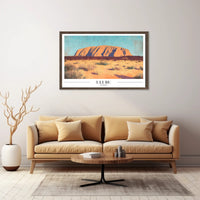 Uluru Desert Vintage Travel Poster