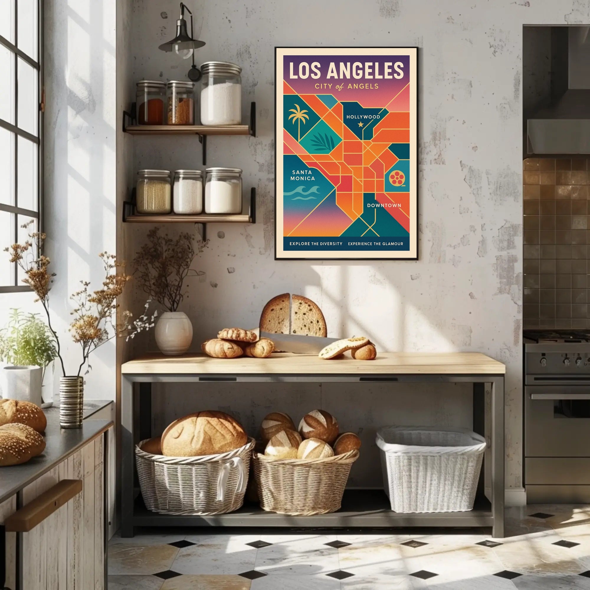 Los Angeles Retro Glamour Travel Poster PosterGoat