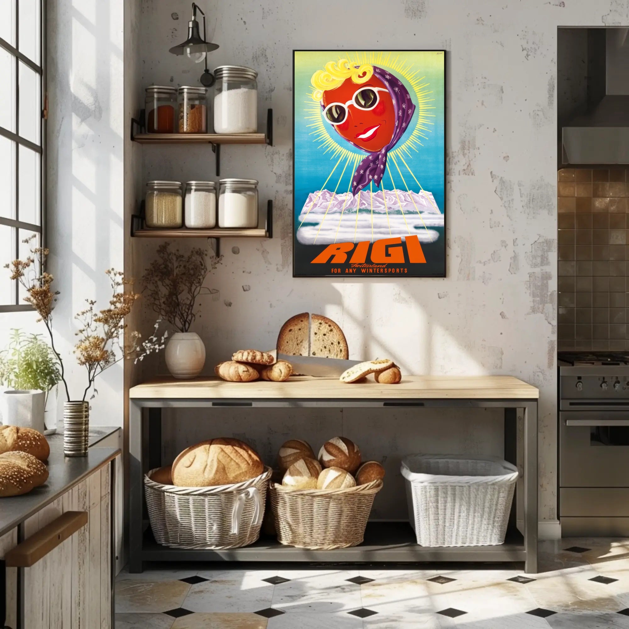 Rigi Switzerland Winter Adventure Retro Travel Poster PosterGoat