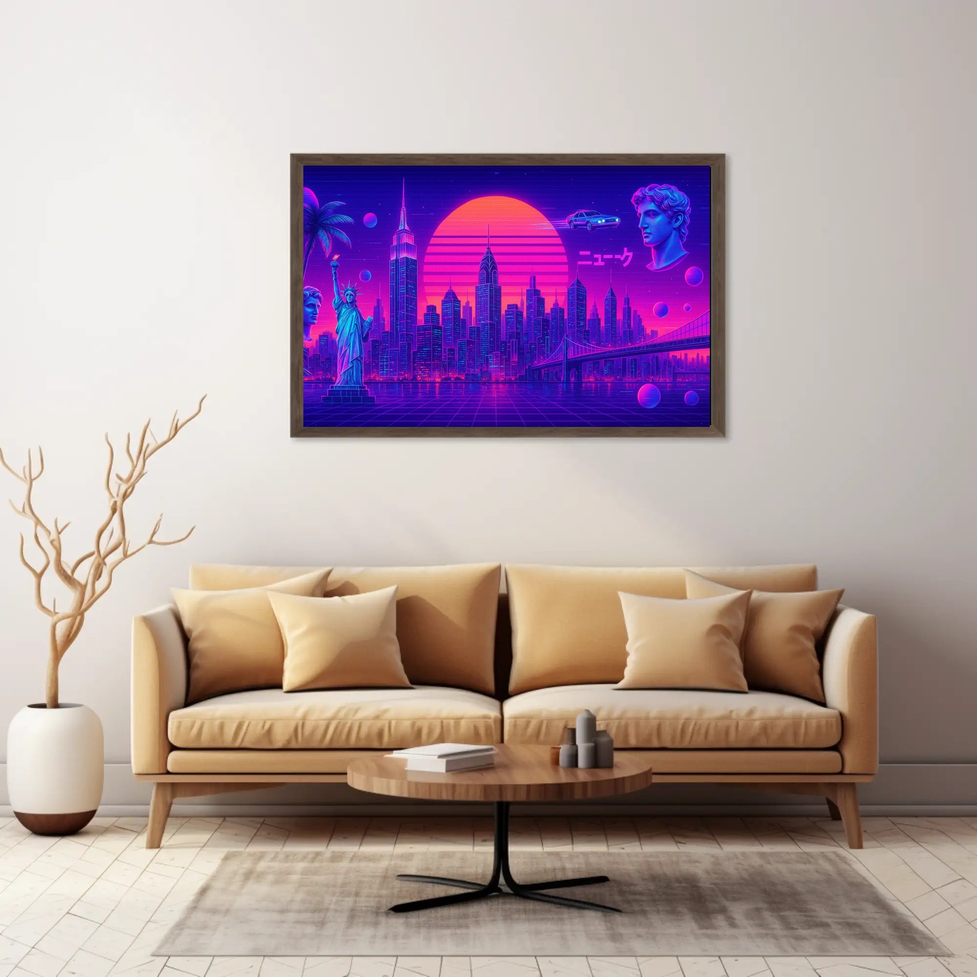 Neon Skyline Travel Poster Wall Art Print