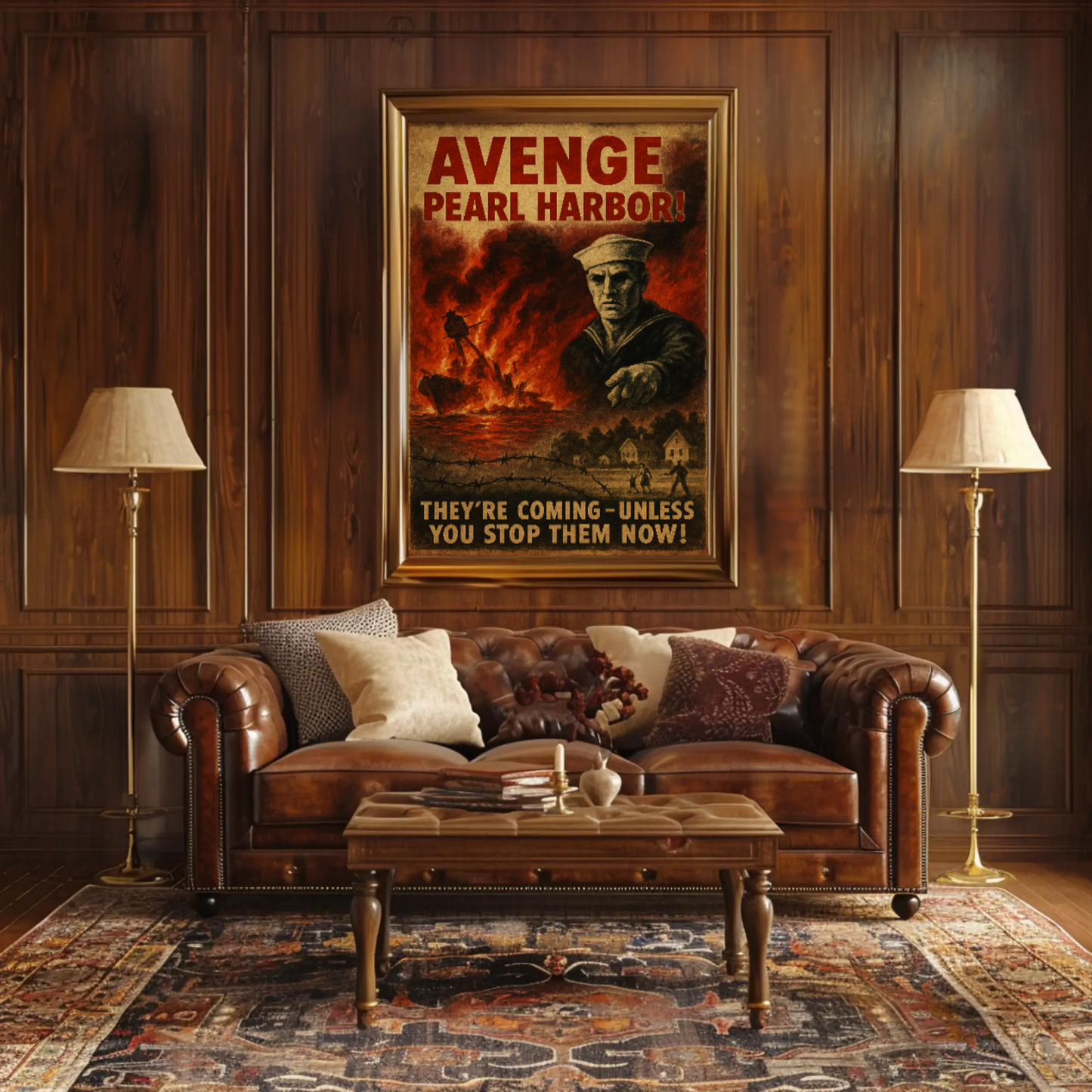 Avenge Pearl Harbor Dramatic WWII Propaganda Poster