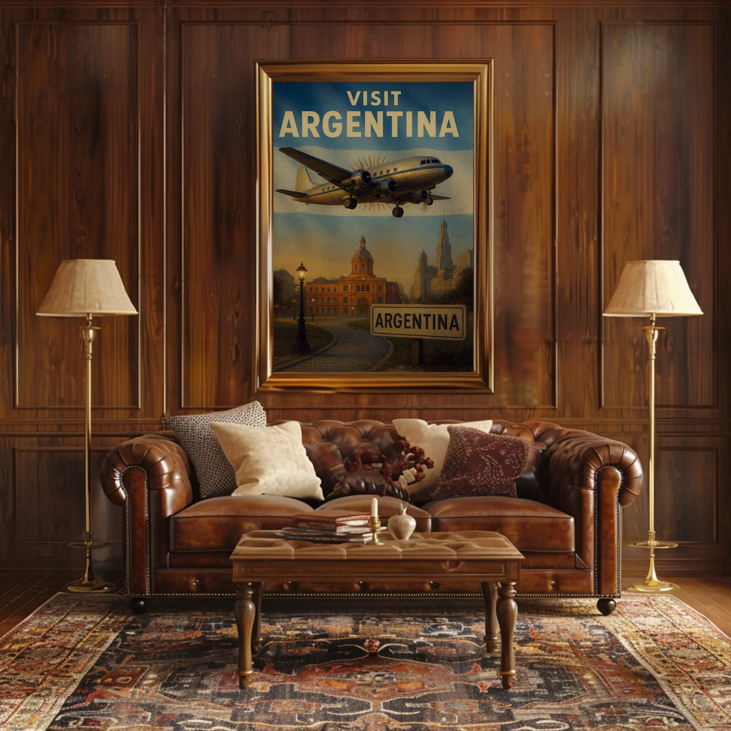 Visit Argentina Buenos Aires Airplane Flight Travel Poster