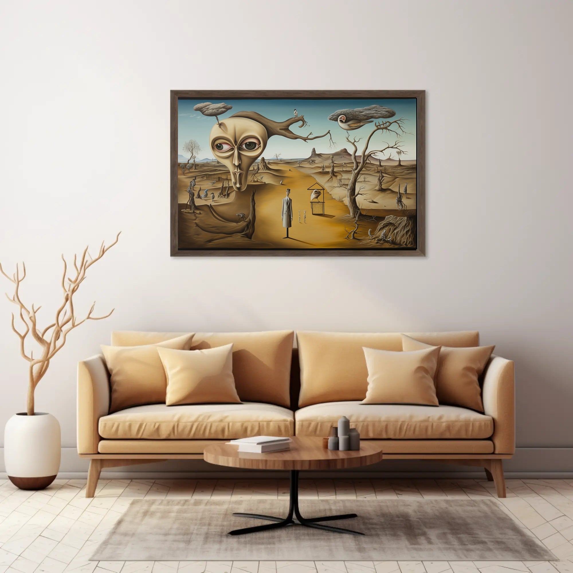 Surreal Head with Tree in Dreamlike Artistic Poster