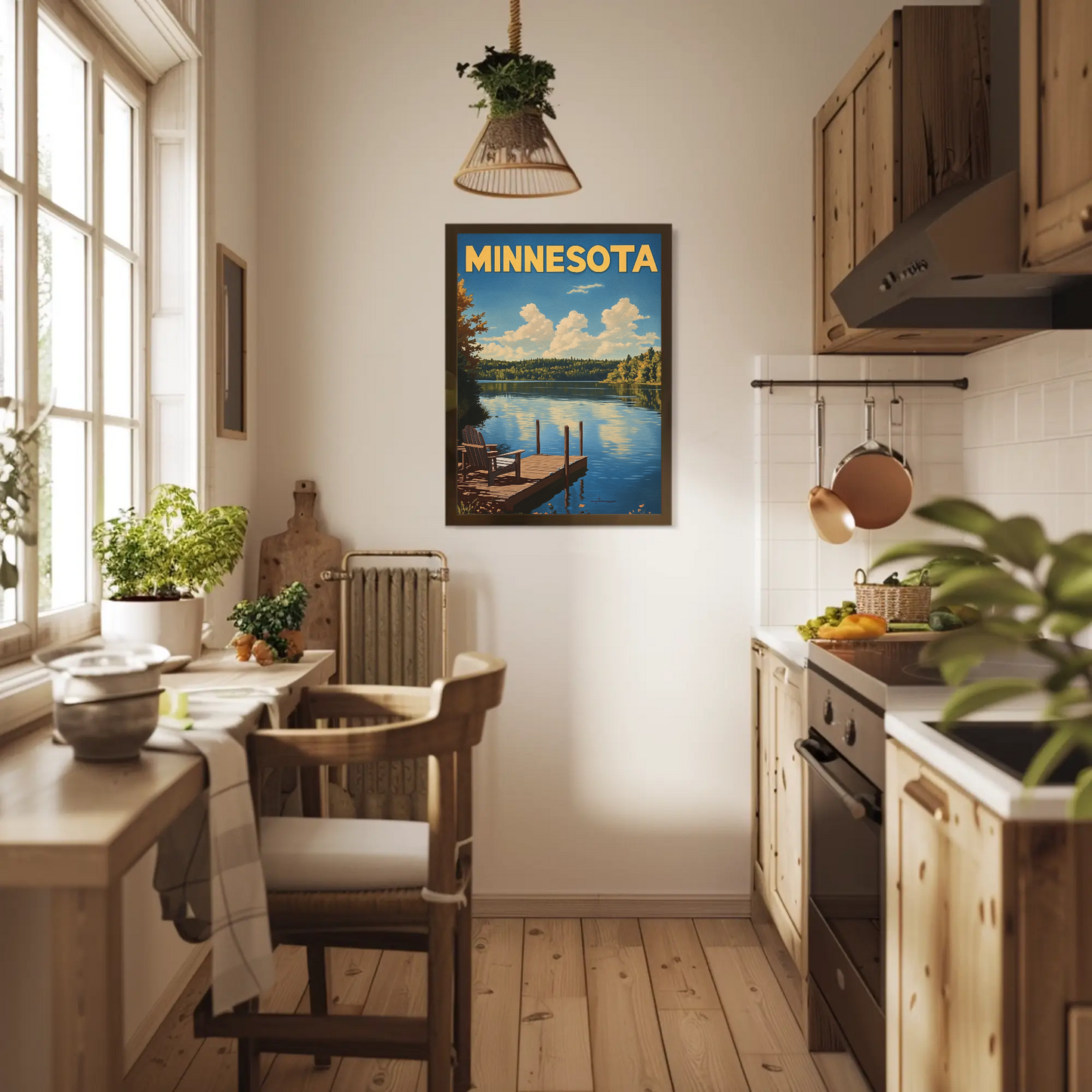 Minnesota Vintage Poster - Lakeside Dock View