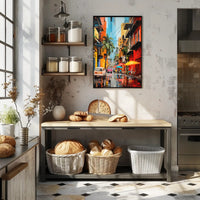 Vibrant Tropical Street Scene Impressionistic Artistic Poster