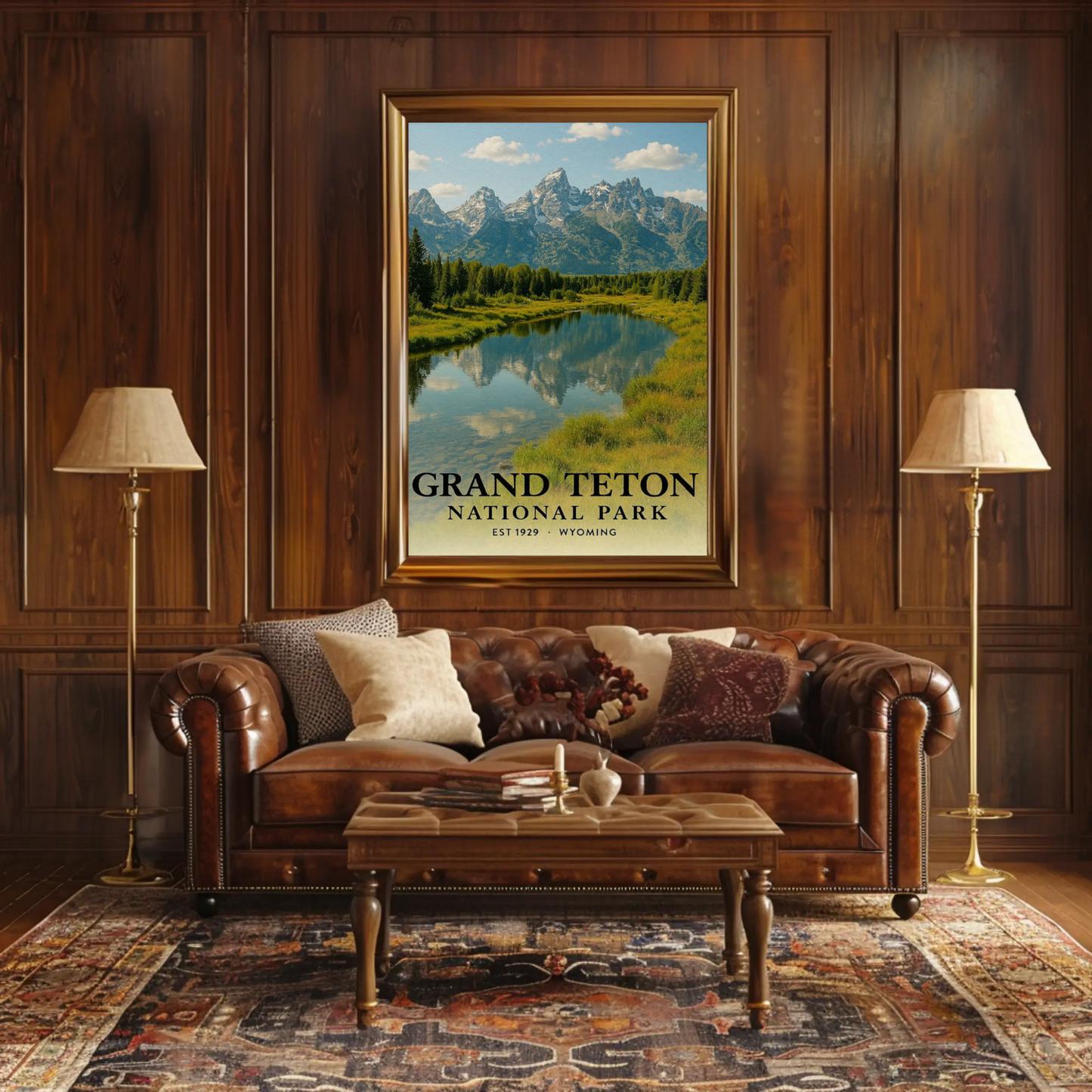 Grand Teton National Park River Mountains Travel Poster