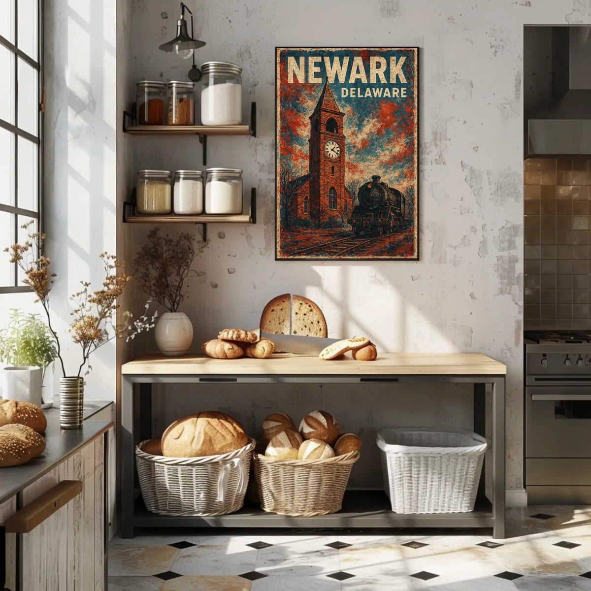 Newark Clock Tower Travel Art Deco Poster
