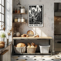 Iconic New York City Poster Monochrome Skyline For NYC Home