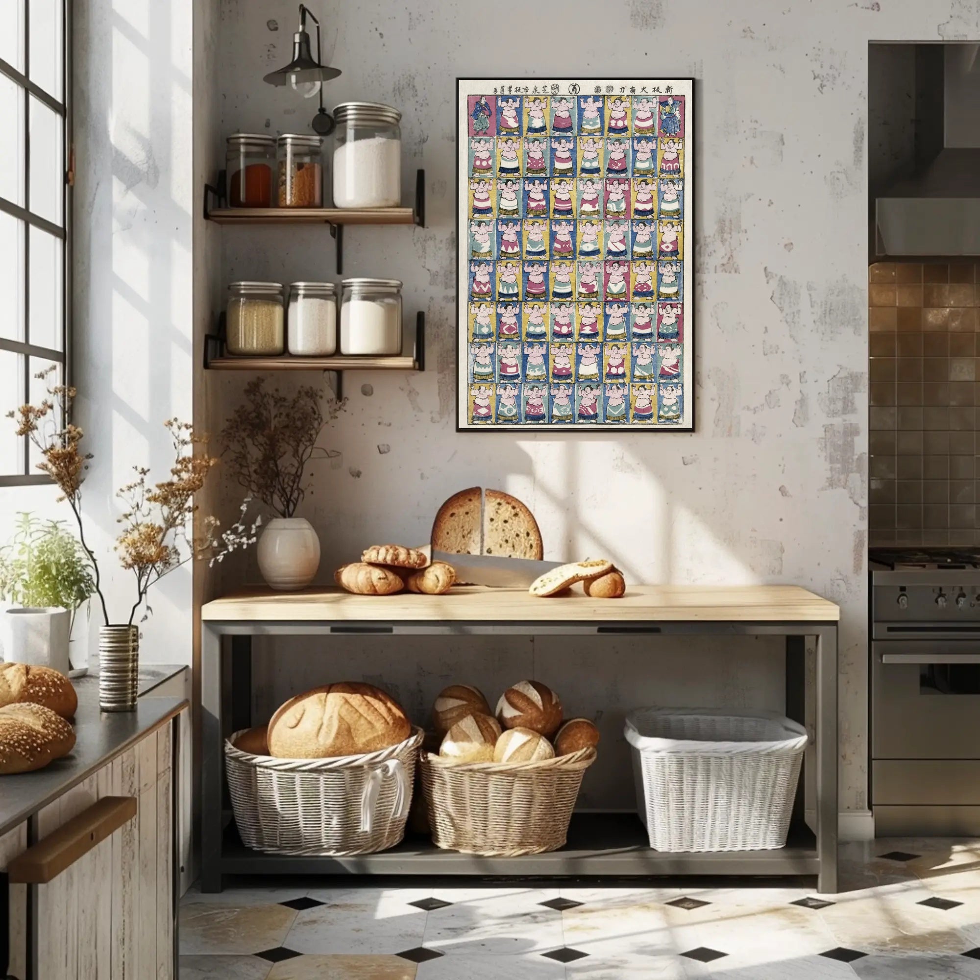 Sumo Wrestler Art Grid Poster