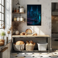 Futuristic New York Cityscape Poster Modern Wall Art
