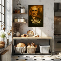 Warren G Harding Presidential Poster Vintage Analog Film Aesthetic Portrait Wall Art Historical Print
