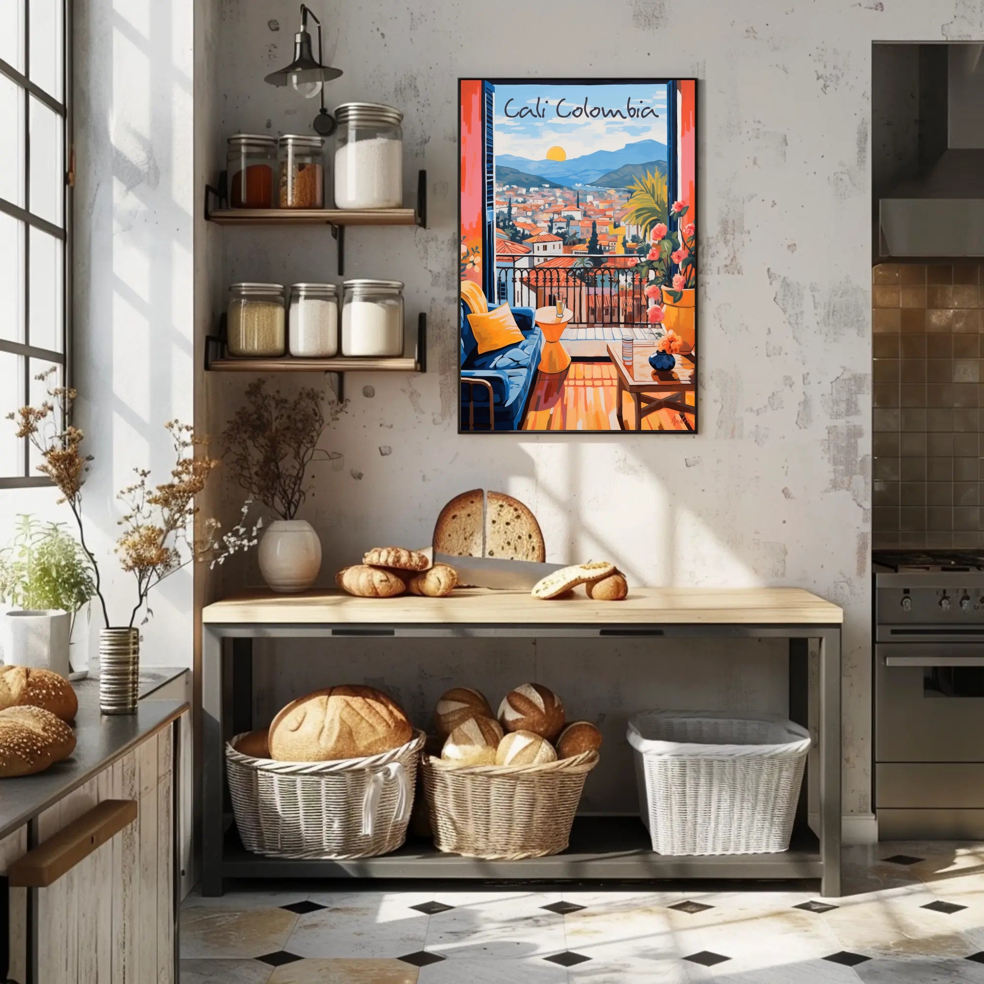 Cali, Colombia: Sunset Serenity Through an Open Window Poster