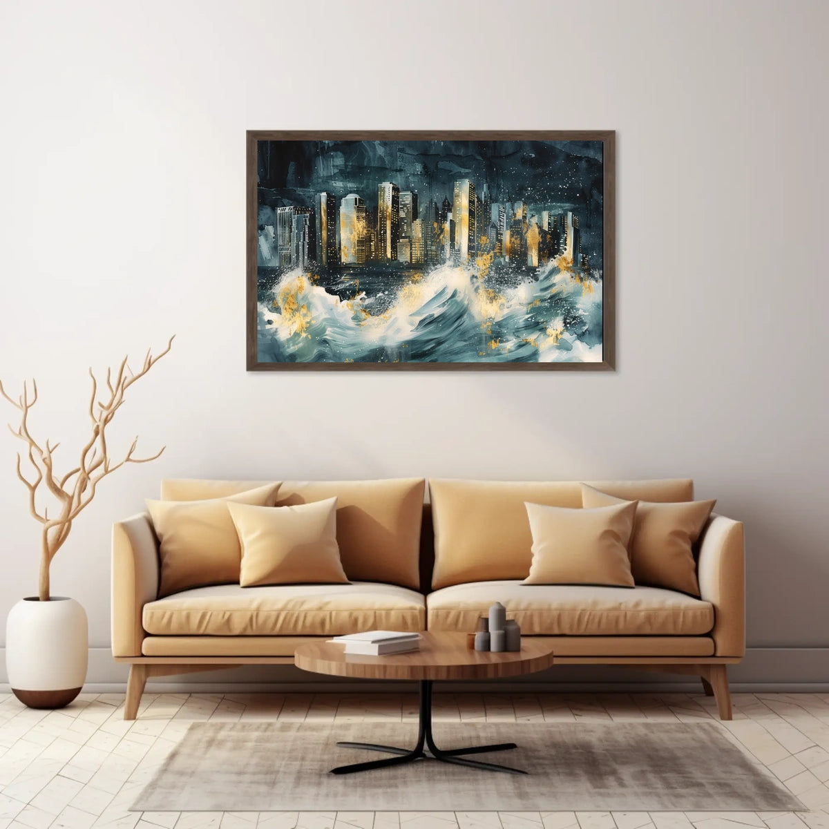 Cityscape Amidst the Storm Poster