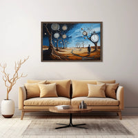 Surreal Barren Landscape with Clocks Artistic Poster