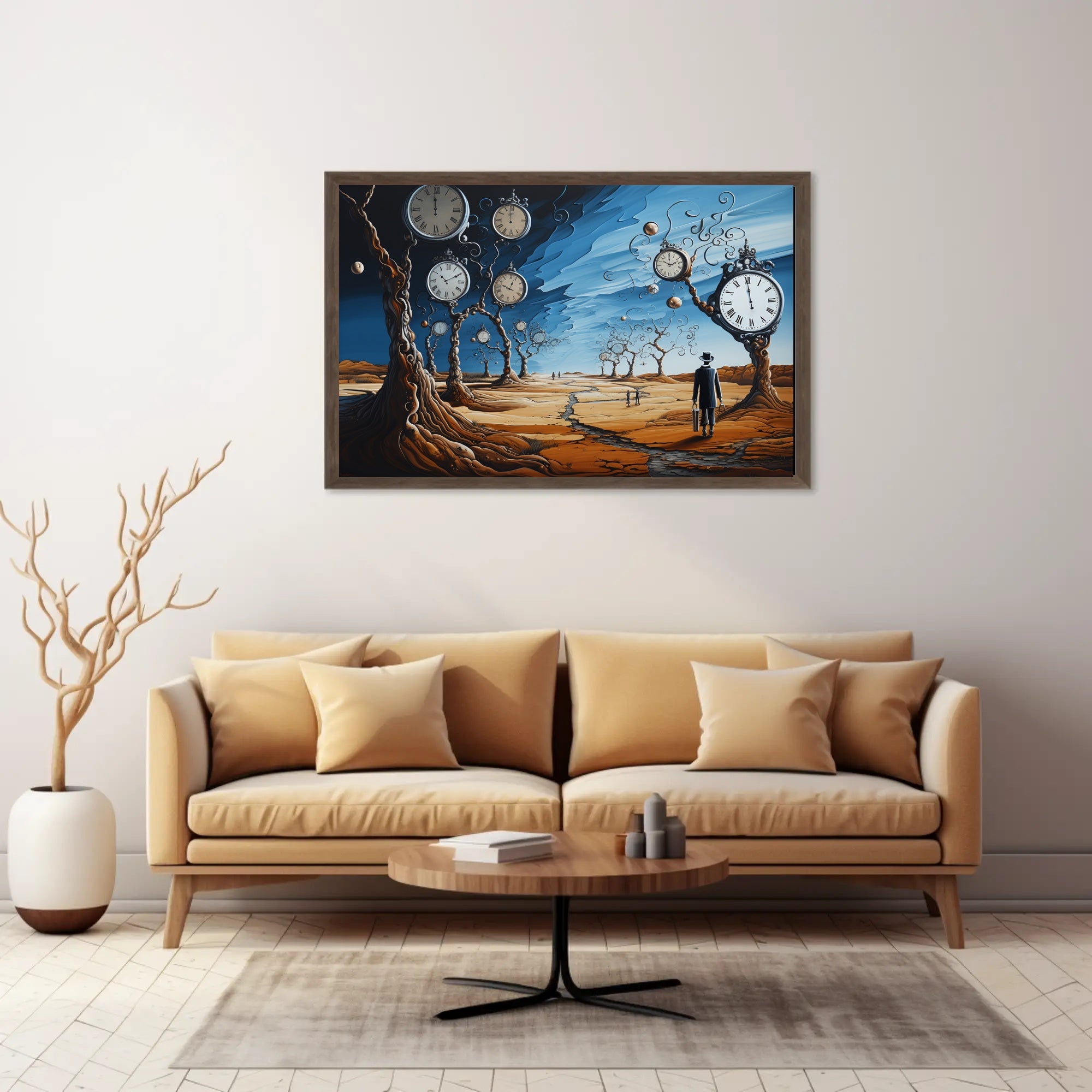Surreal Barren Landscape with Clocks Artistic Poster