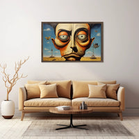 Surreal Face and Whimsical Desert Artistic Poster