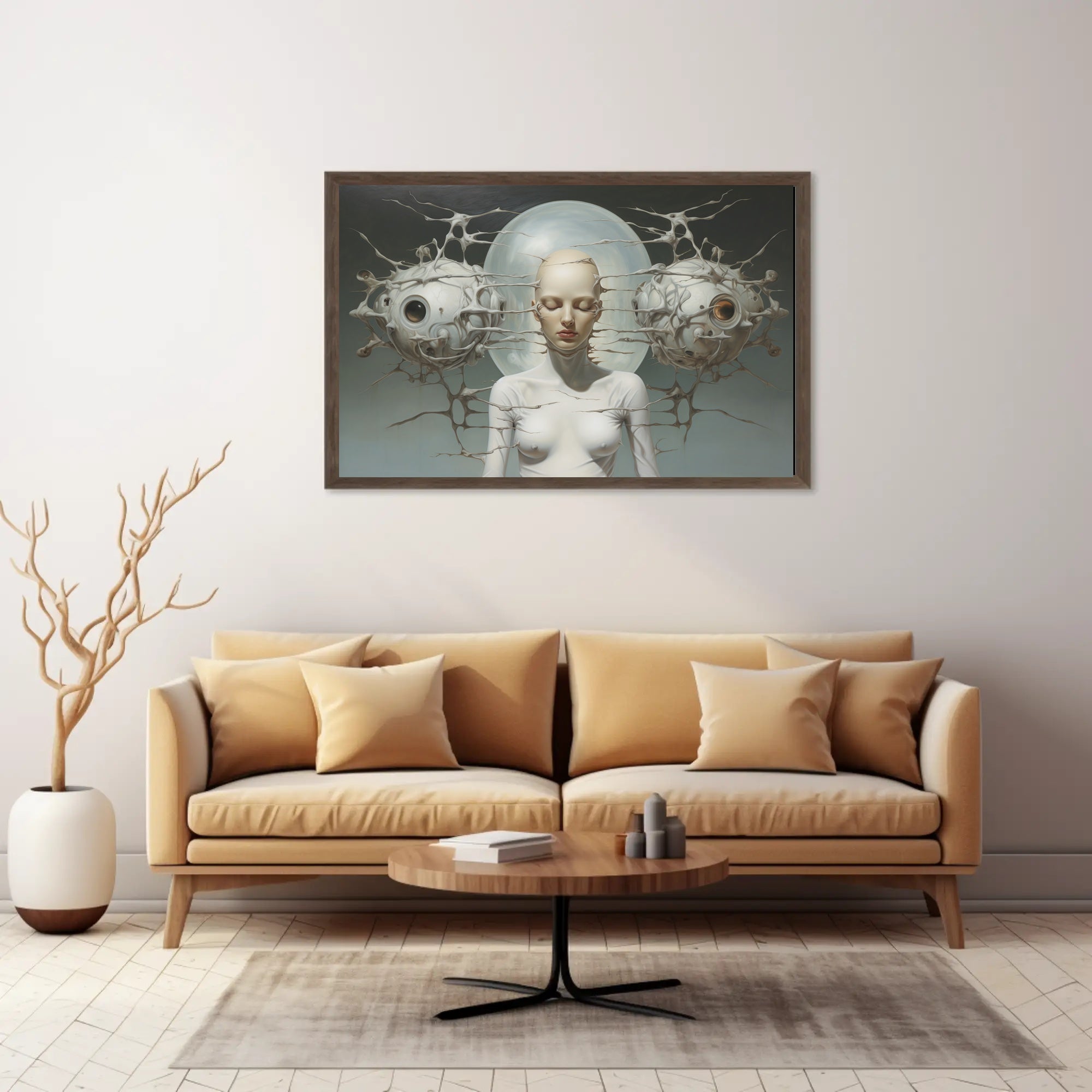 Surreal Human-Machine Fusion Poster: Futuristic Sci-Fi Poster