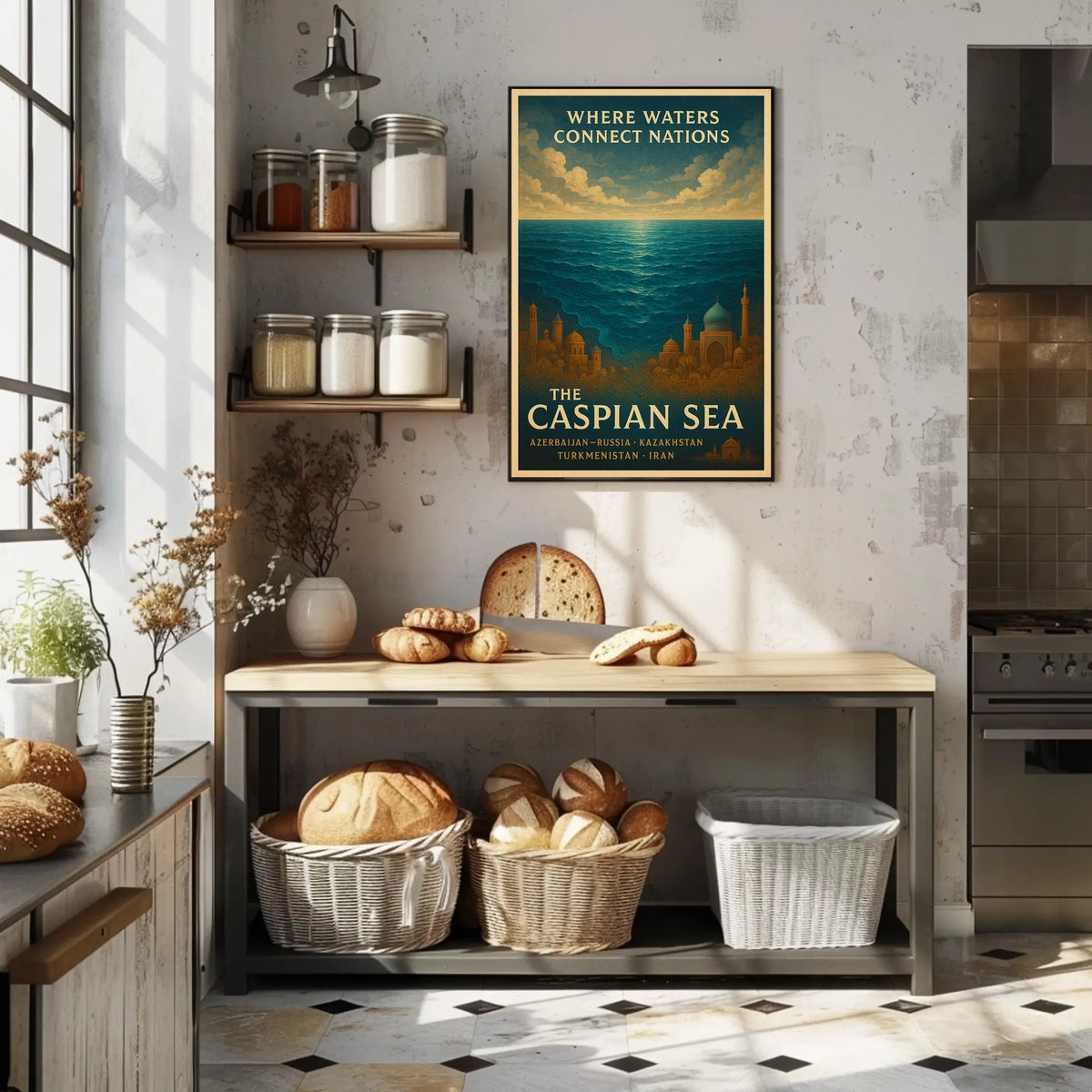 Caspian Sea Vintage Art Cultural or Heritage Poster