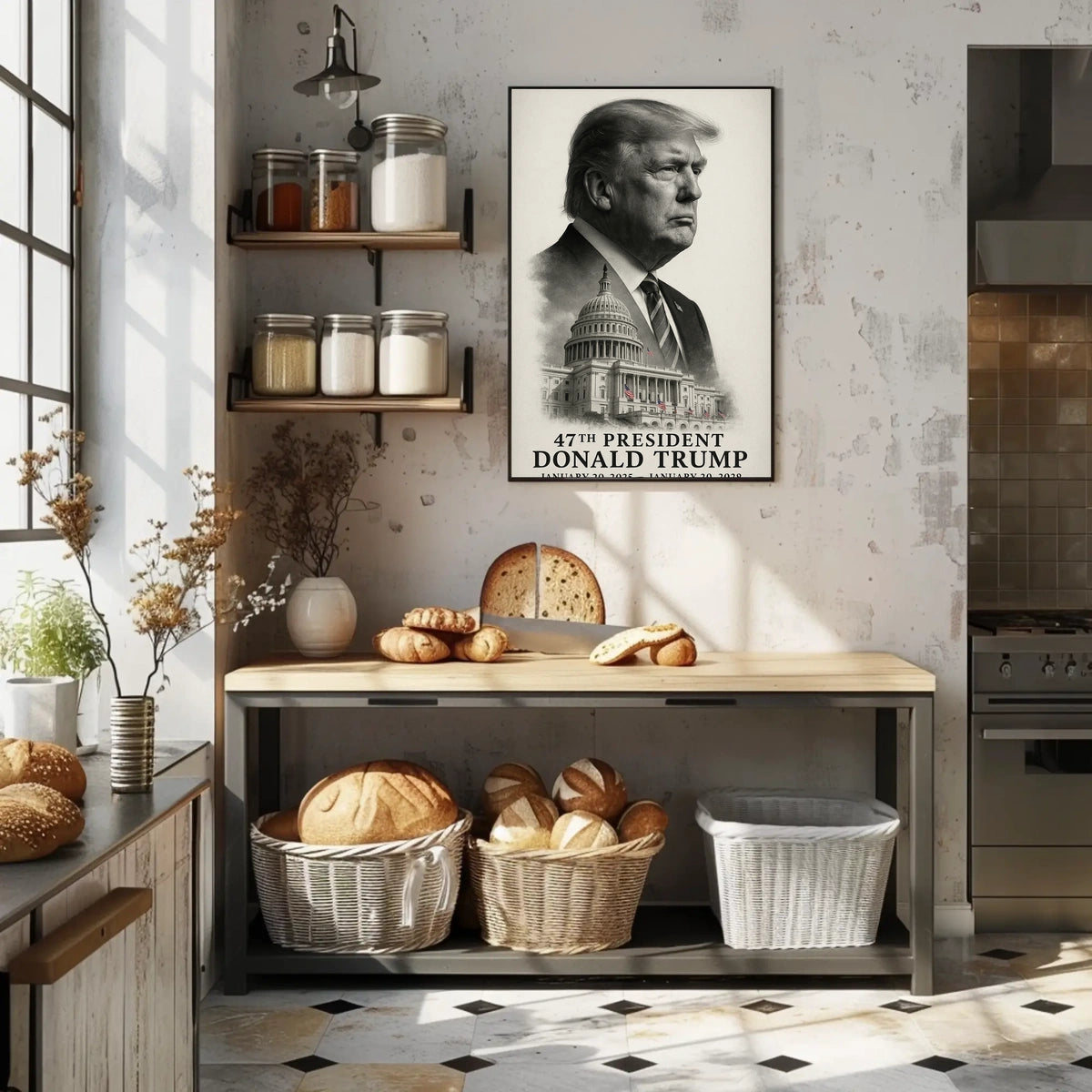 Donald Trump Resolute Visionary Above the Capitol Poster