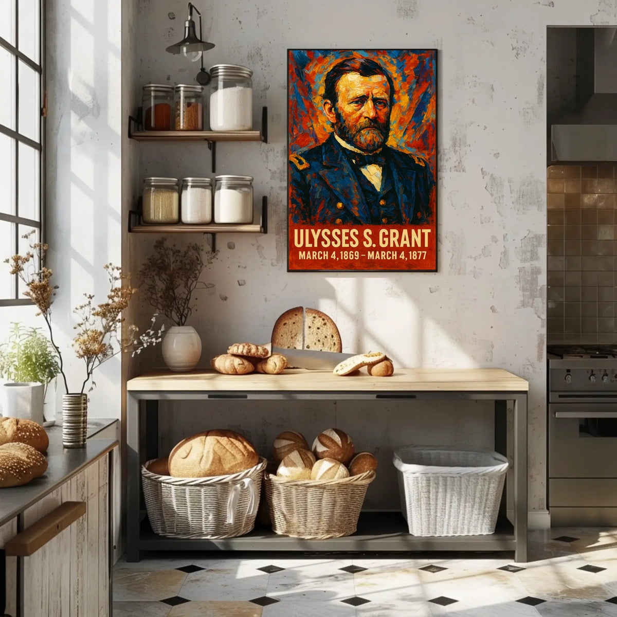 Ulysses S. Grant 18th President of the United States Glitch Hop Art Poster