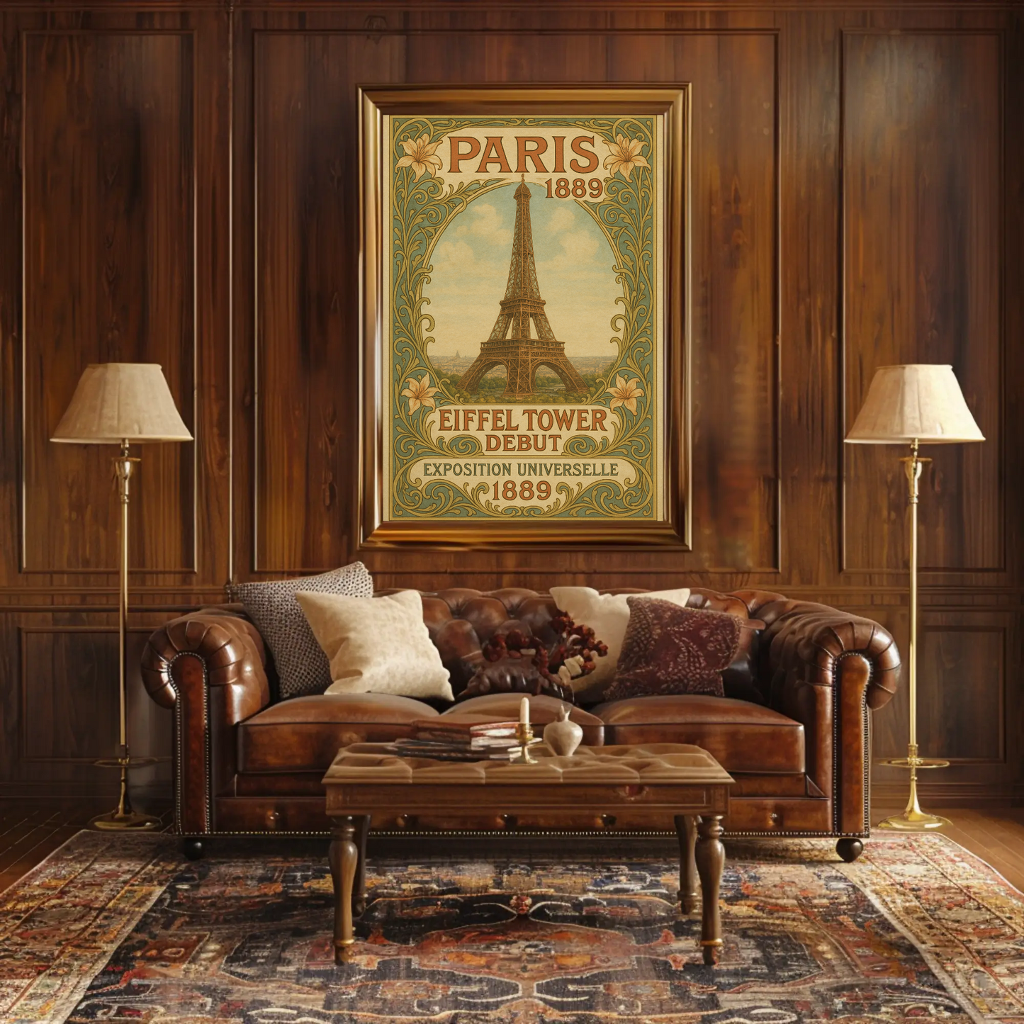 Paris 1889 Eiffel Tower Debut Art Nouveau Travel Poster