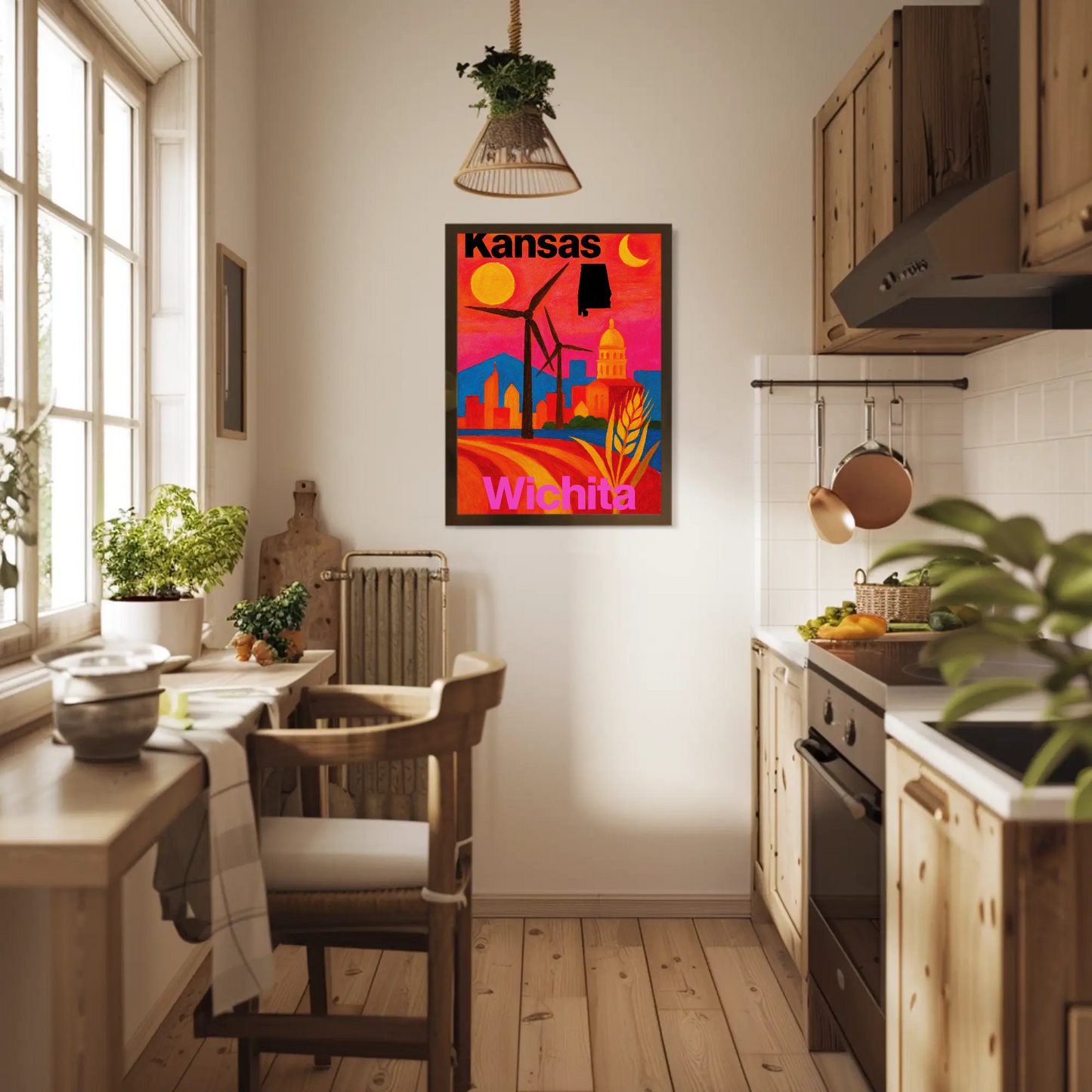Wichita Kansas Skyline Retro Vintage Travel Poster