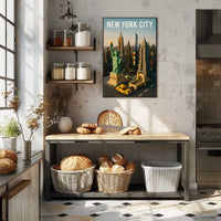 New York City Poster Modern Whimsical Toy Brick Wall Art