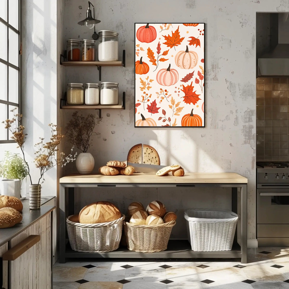 Autumn Harvest Fall Pumpkins Leaves Poster