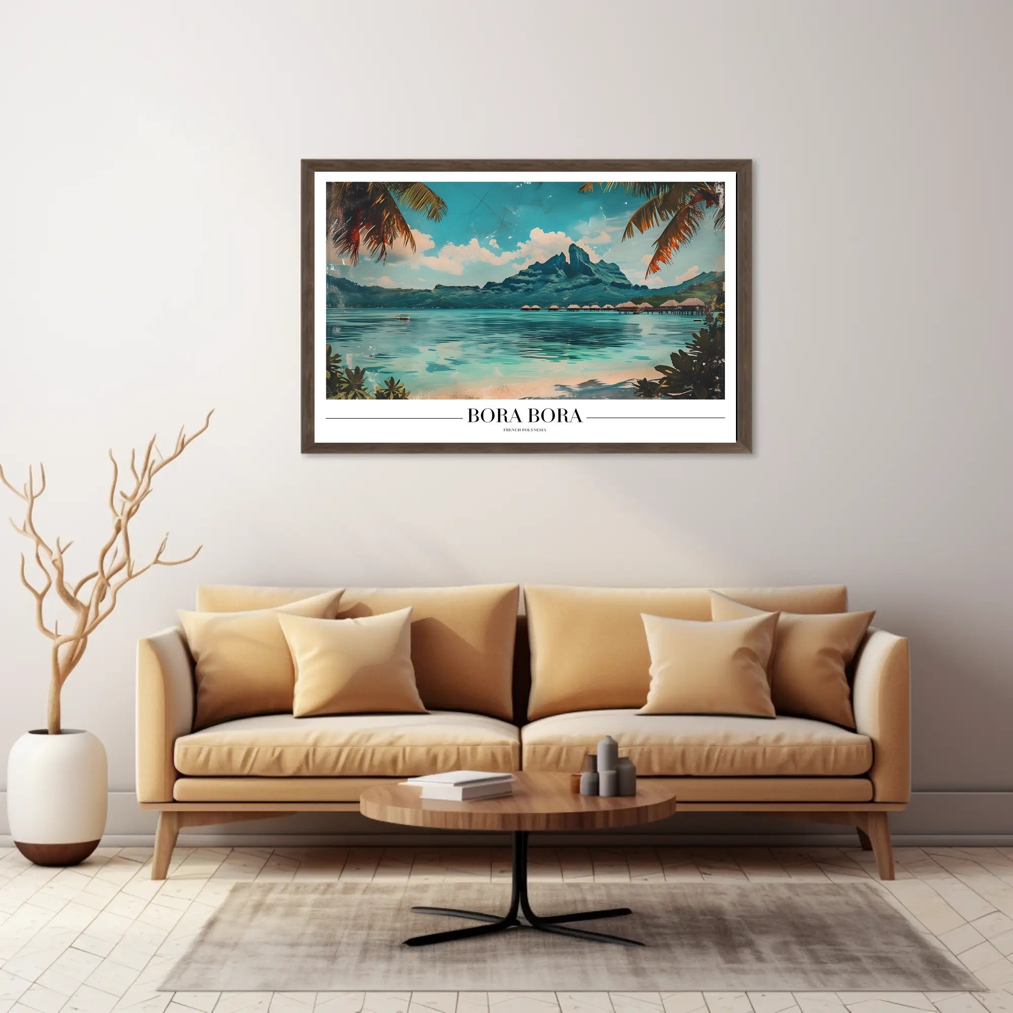 Bora Bora Vintage Travel Illustration Poster