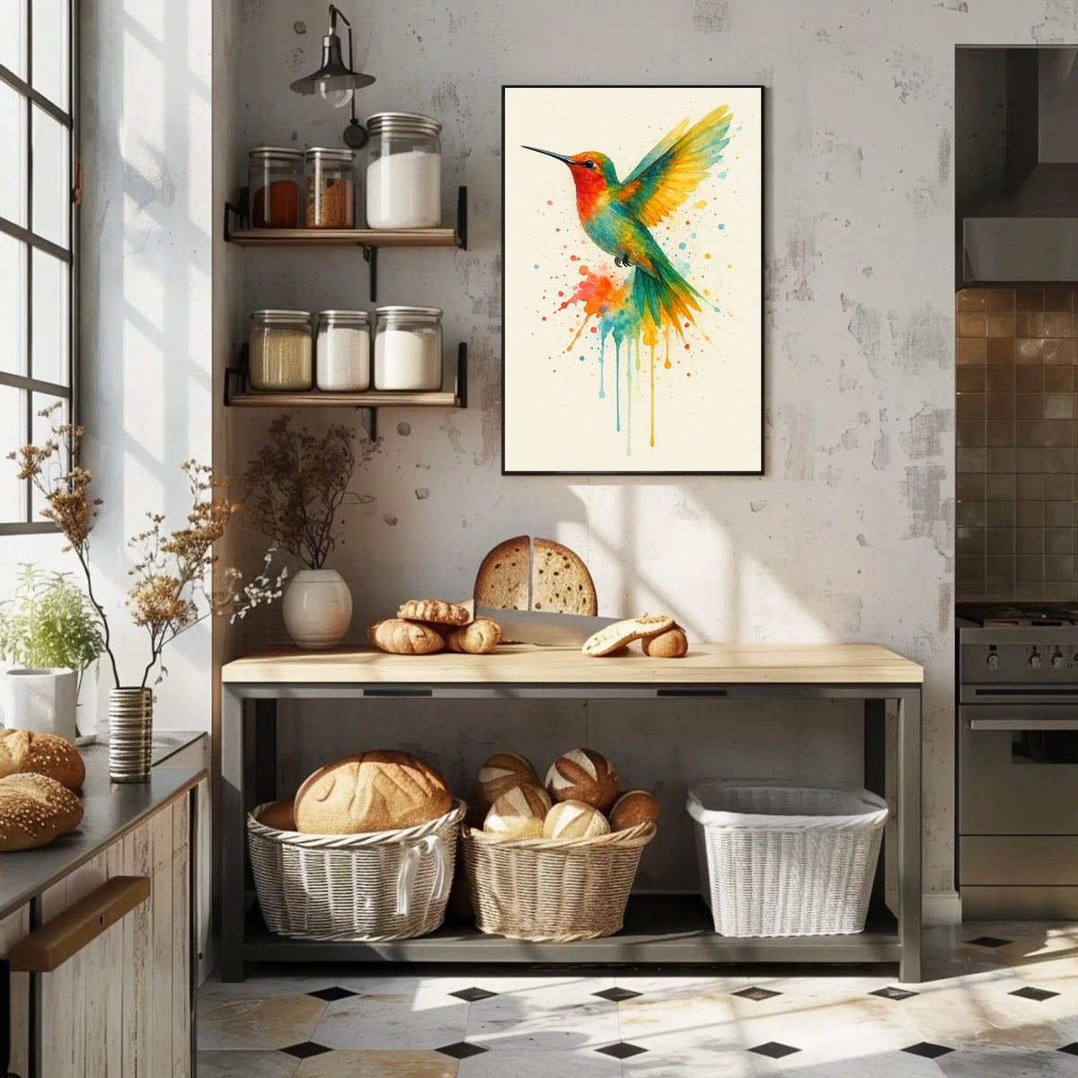 Vibrant Hummingbird Splash Poster